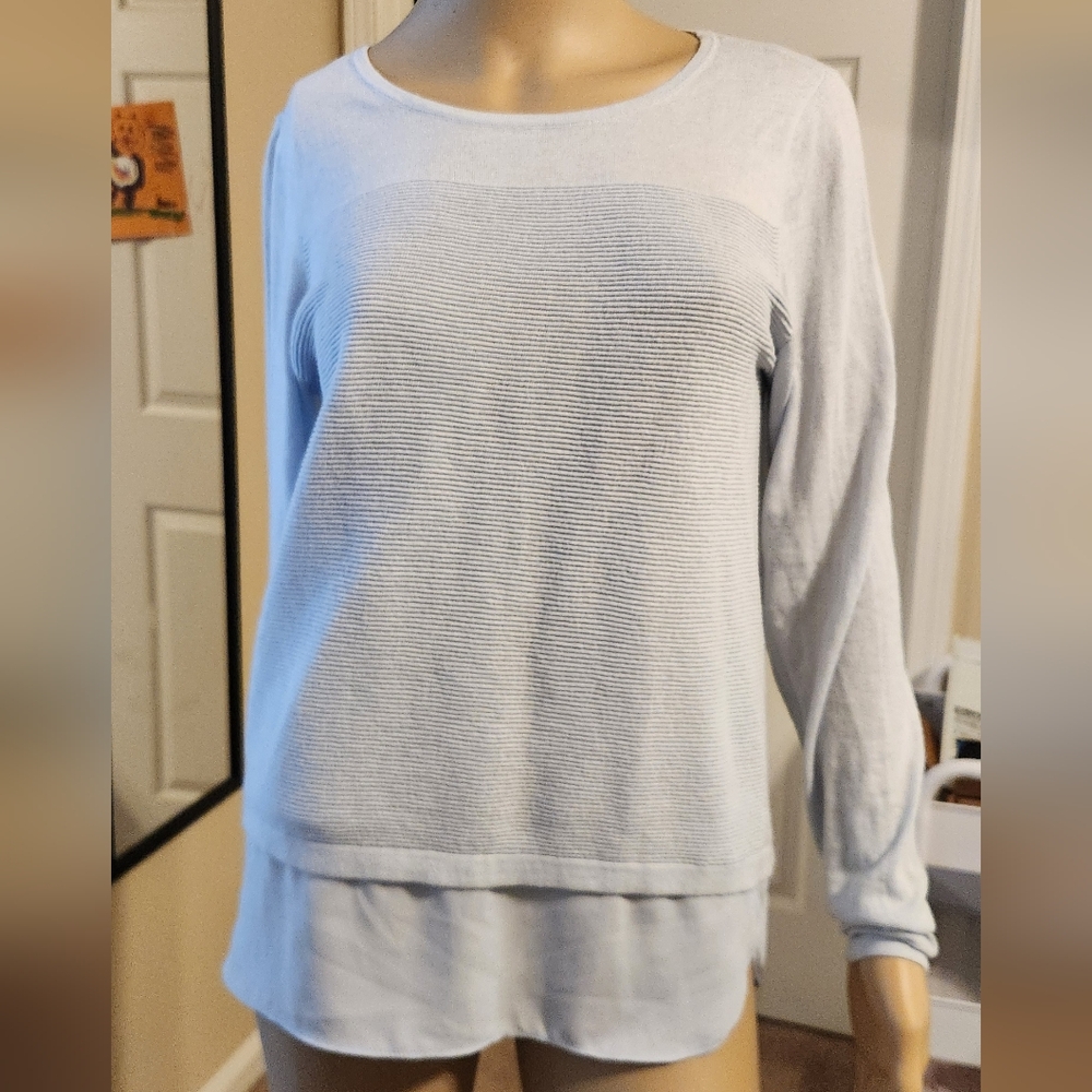 Ann Taylor Soft Blue Crew Neck Sweater